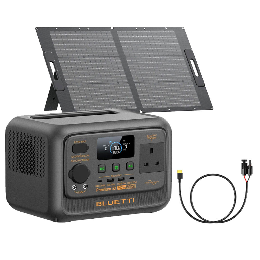 BLUETTI Premium 30 V2 + PV100 + MC4 TO XT60 Portable Power Station Premium 30 V2 + PV100 + MC4 TO XT60