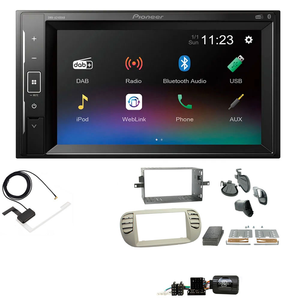 Fiat 500 2007 - 2015 Pioneer Double Din with DAB, 6.2" Screen Bluetooth Stereo Upgrade Kit