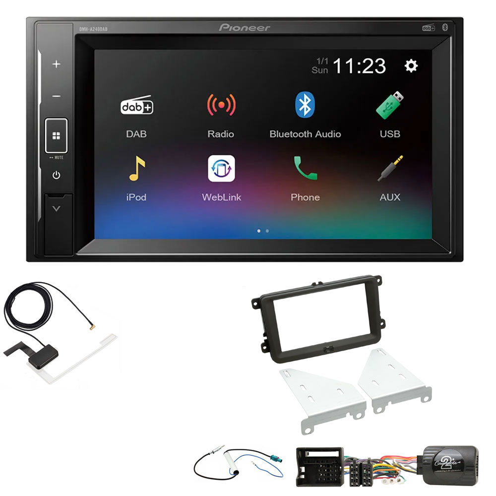 Volkswagen Scirocco, Tiguan, Touran, Vento Pioneer Double Din with DAB, 6.2" Screen Bluetooth Stereo Upgrade Kit