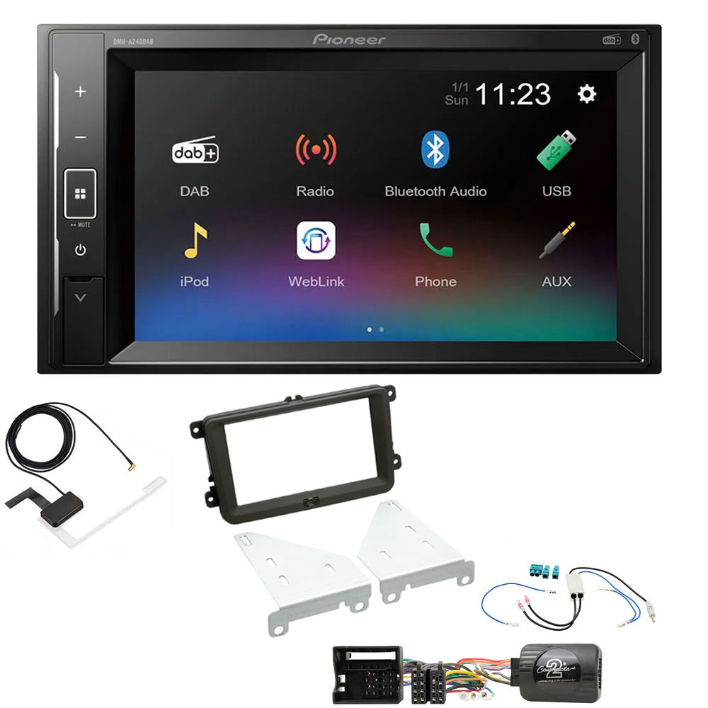 Volkswagen EOS, Fusca, Golf, Jetta Pioneer Double Din with DAB, 6.2" Screen Bluetooth Stereo Upgrade Kit