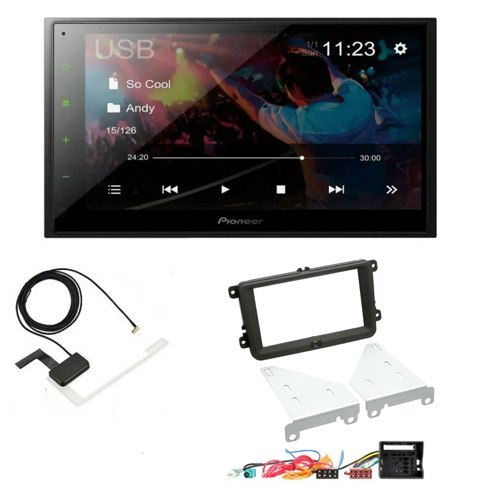 VW Caddy, Eos, Fusca, Golf, Jetta, Magotan Pioneer 6.8" Double Din Bluetooth WebLink USB DAB Radio Upgrade Kit