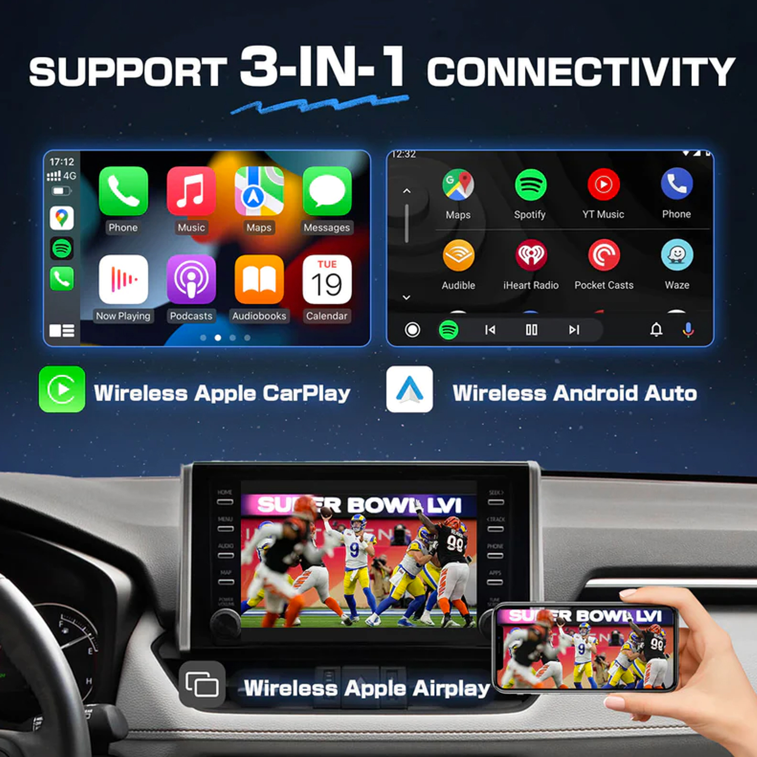 Ottocast MX360 3 in 1 Wireless CarPlay / Android Auto AirPlay