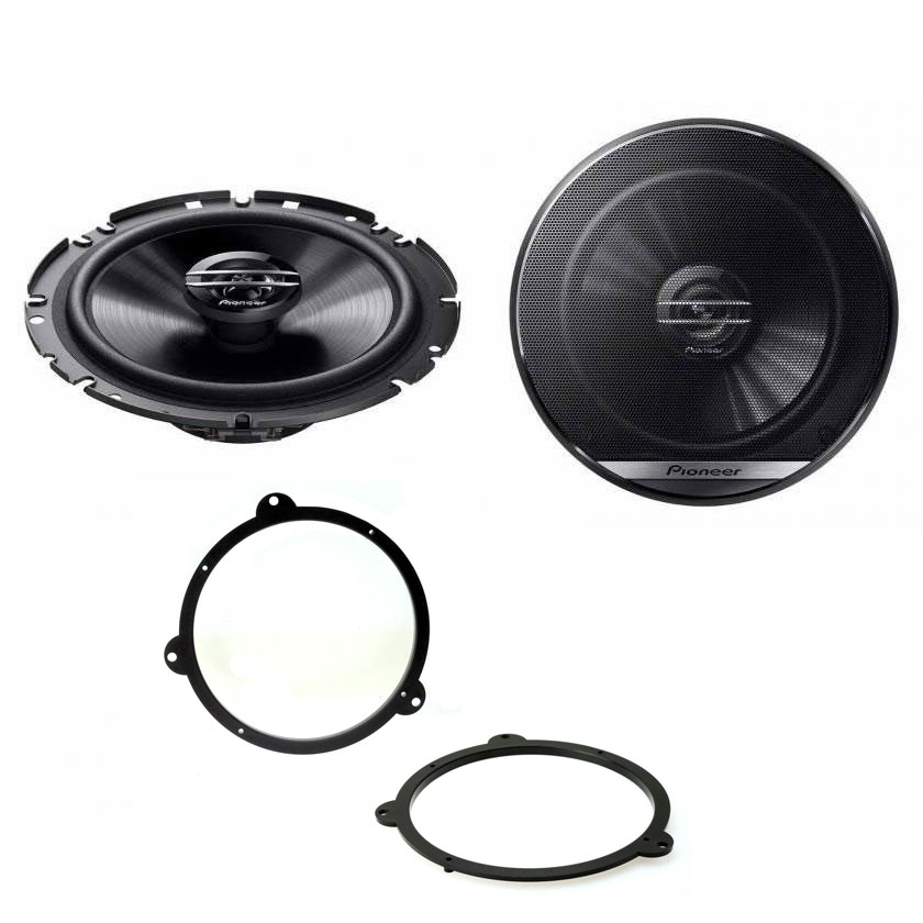 Pioneer TS-G1320F 5.25" 250W Coaxial Speakers With BMW E46 Front Door Adapter Rings