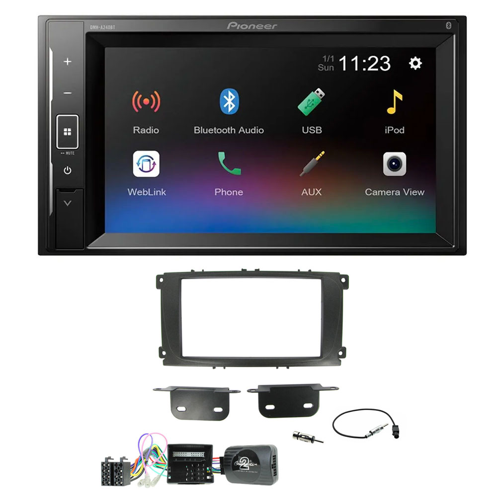 Ford Focus, Mondeo, S-Max Black Pioneer 6.2" Touch Screen Bluetooth iPod iPhone Stereo Upgrade Kit