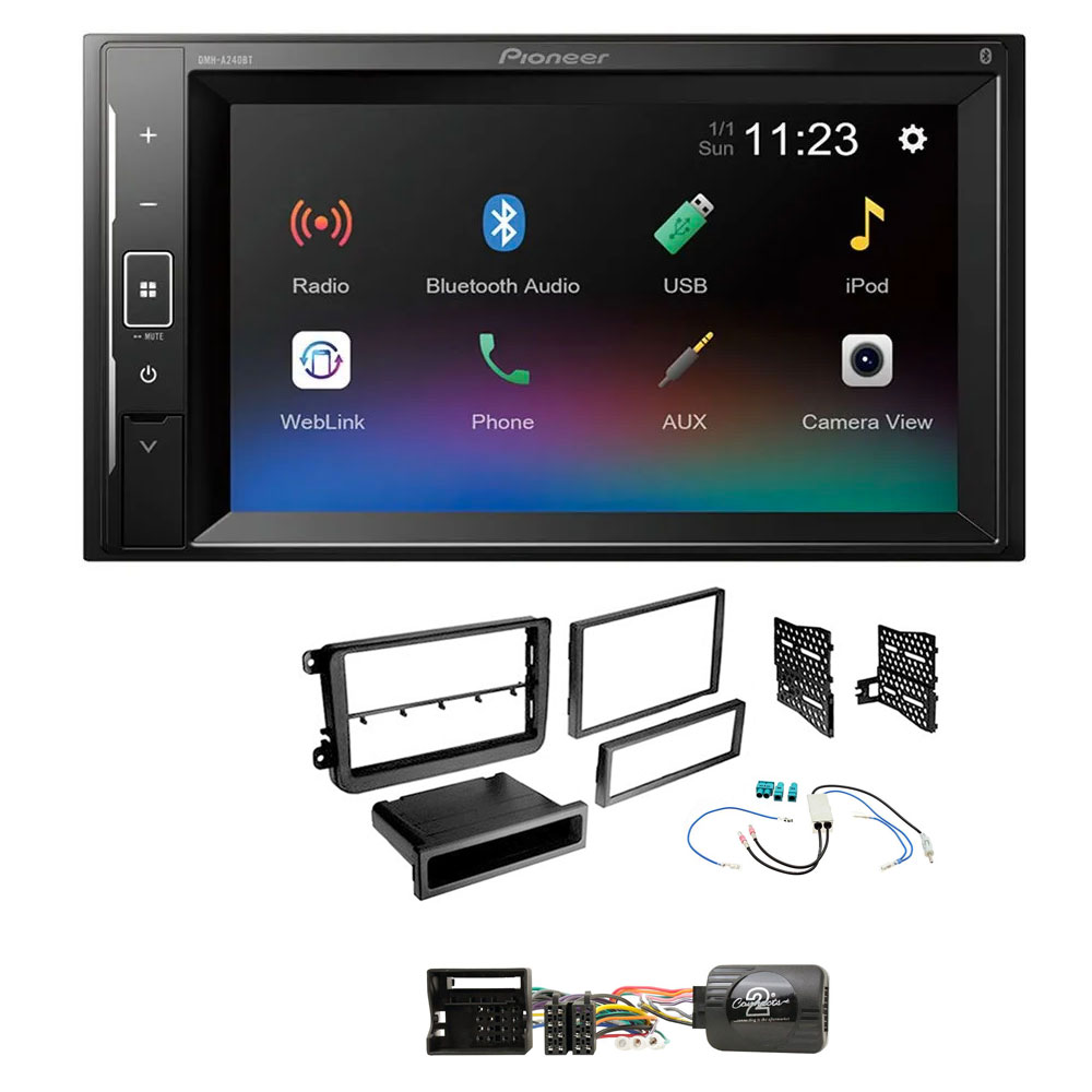 VW EOS, Fusca, Golf, Jetta Matt Black Pioneer 6.2" Touch Screen Bluetooth iPod iPhone Stereo Upgrade Kit