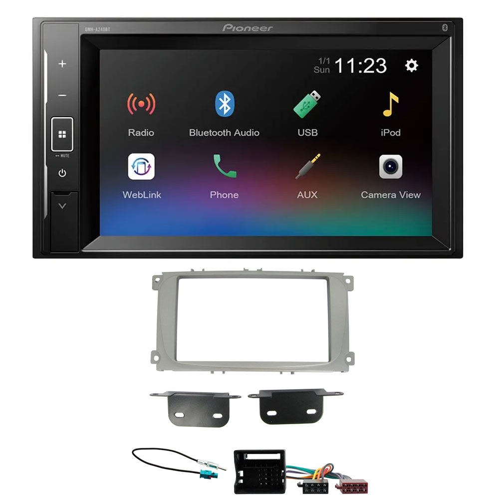 Ford Mondeo, Focus, S-Max Silver Pioneer 6.2" Touch Screen Bluetooth iPod iPhone Stereo Upgrade Kit