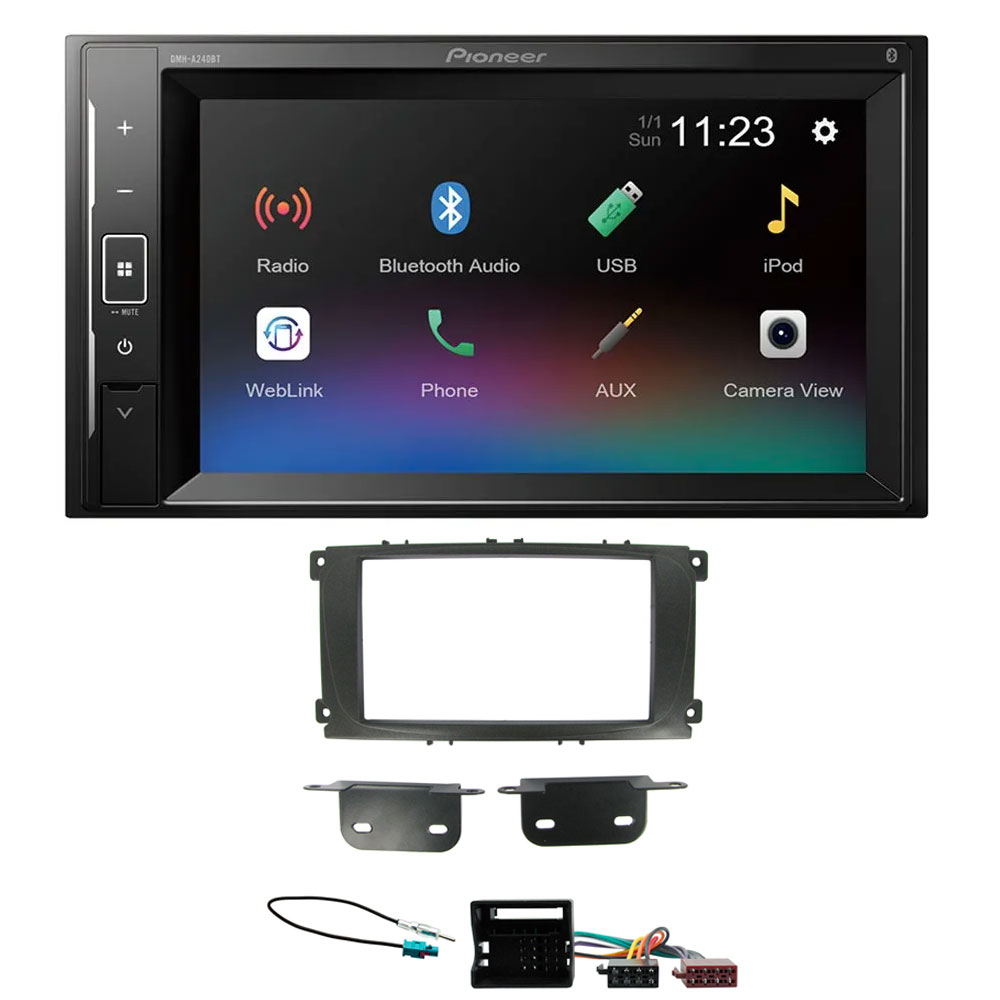 Ford Focus, Mondeo, S-Max Black Pioneer 6.2" Screen Bluetooth iPod iPhone Stereo Upgrade Kit