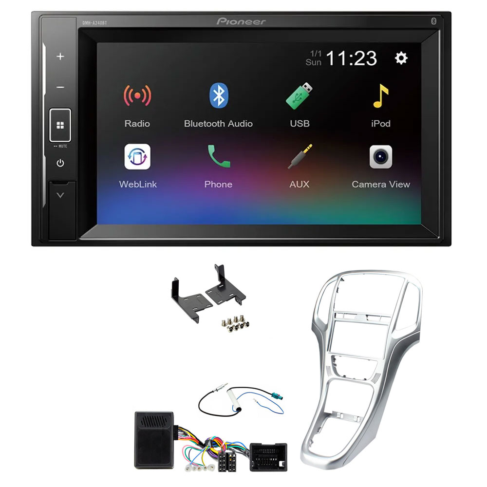 Vauxhall Astra 2010-2015 Silver Pioneer 6.2" Screen Bluetooth iPod iPhone Stereo Upgrade Kit