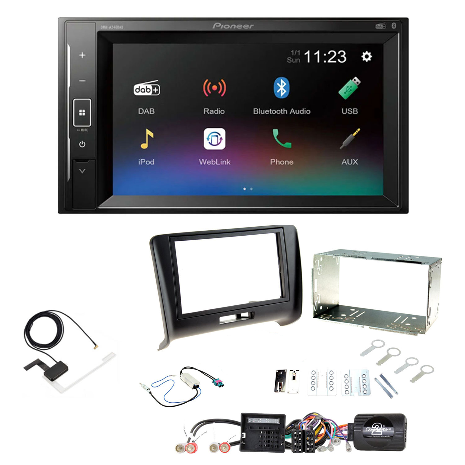 Audi TT Pioneer Double Din with DAB, 6.2" Screen Bluetooth Stereo Upgrade Kit