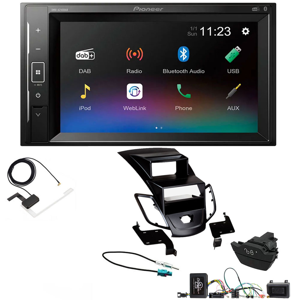 Ford Fiesta 2013 - 2017 Pioneer Double Din with DAB, 6.2" Screen Bluetooth Stereo Upgrade Kit