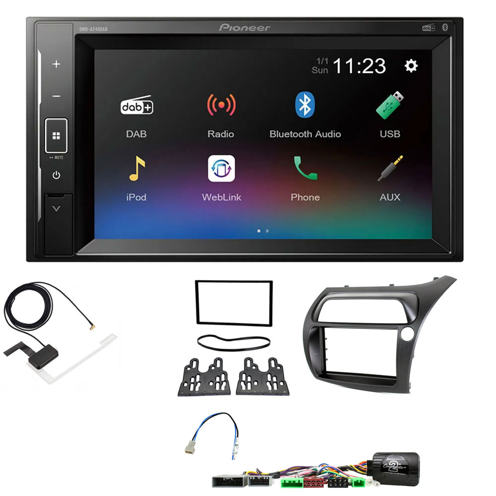 Honda Civic Pioneer Double Din with DAB, 6.2" Screen Bluetooth Stereo Upgrade Kit