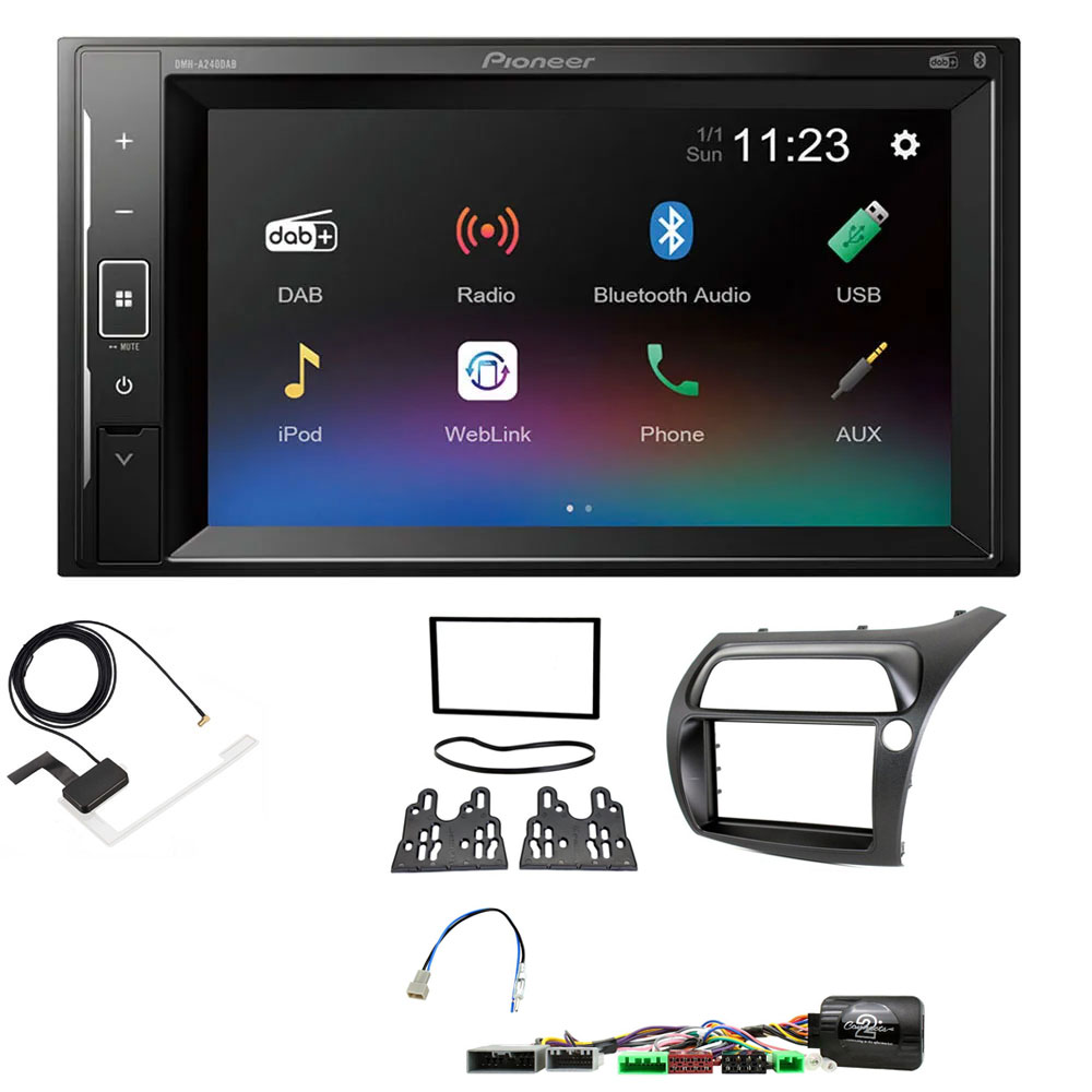 Honda Civic Pioneer DAB Digital Radio, 6.2" Screen iPod iPhone Bluetooth Stereo Upgrade Kit