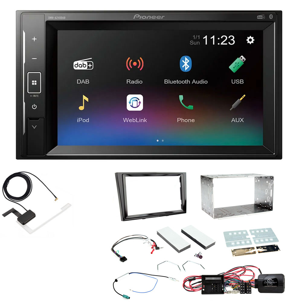 Vauxhall Corsa 2009 - 2014 (Piano Black) Pioneer Double Din with DAB, 6.2" Screen Bluetooth Stereo Upgrade Kit