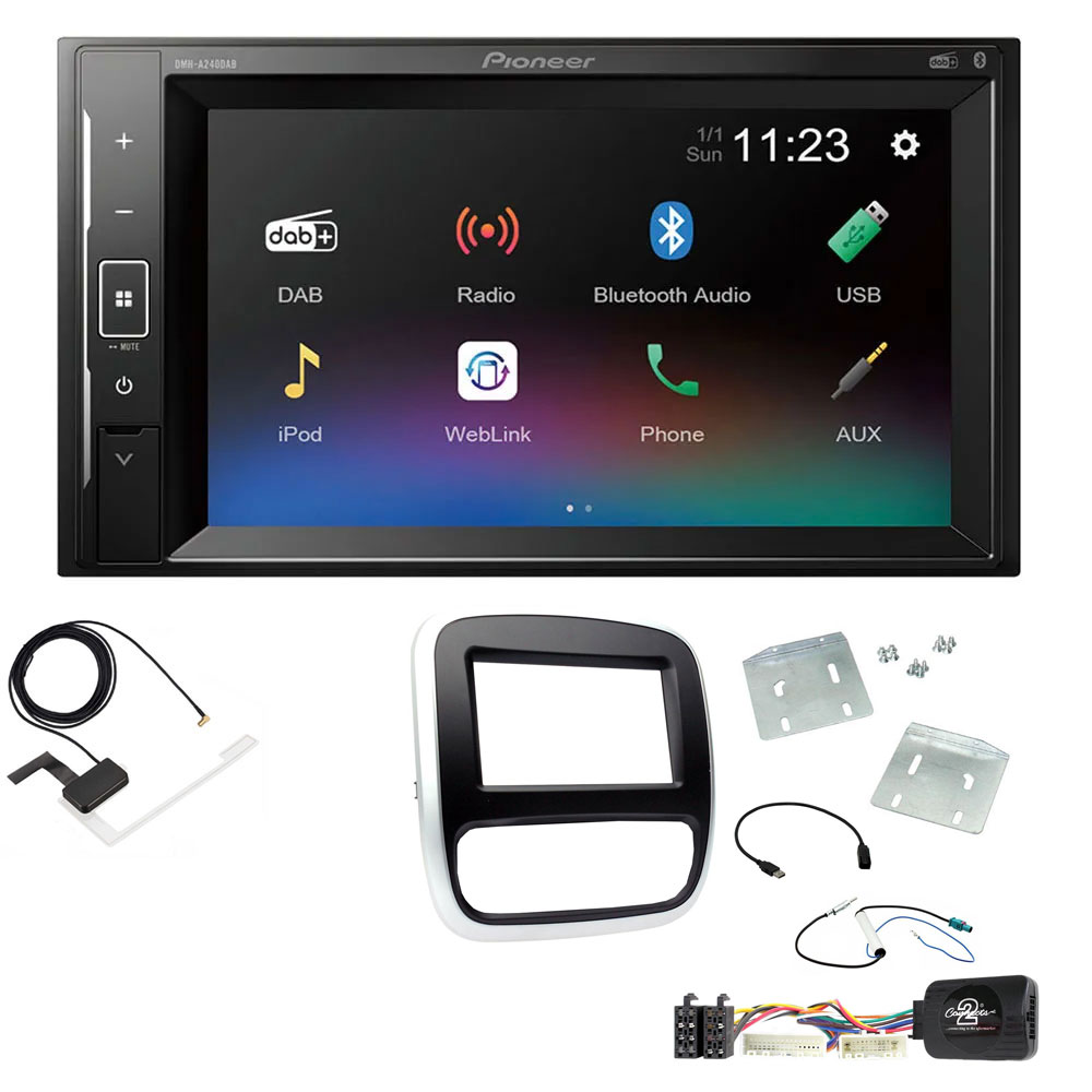 Vauxhall Vivaro (Silver/Black) Pioneer Double Din with DAB, 6.2" Screen Bluetooth Stereo Upgrade Kit