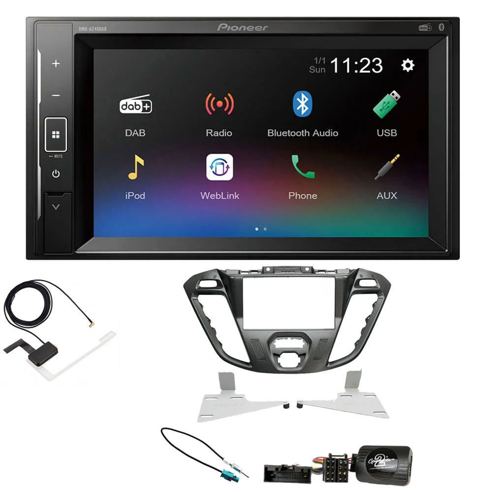 Ford Transit Custom 2012-2021 Pegasus Pioneer Double Din with DAB, 6.2" Screen Bluetooth Stereo Upgrade Kit