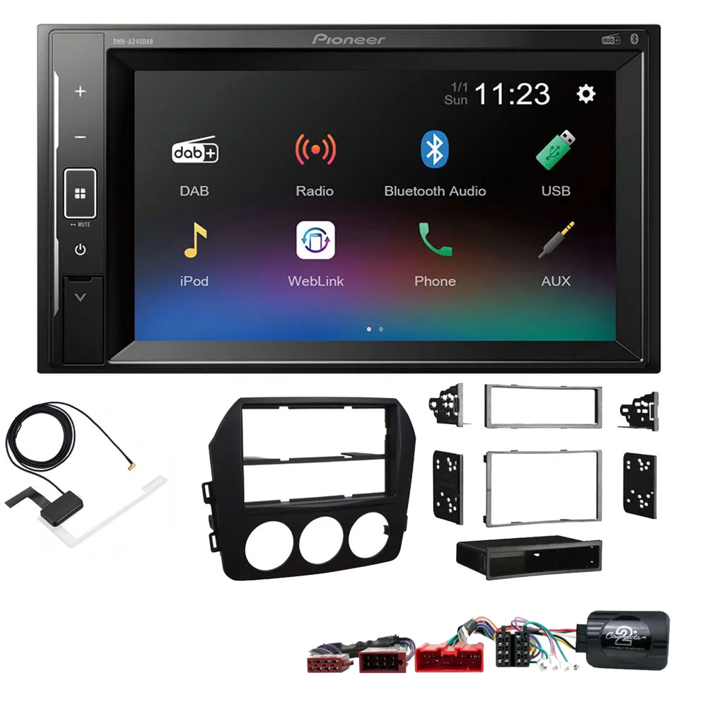 Mazda MX-5 2009 - 2015 Pioneer Double Din with DAB, 6.2" Screen Bluetooth Stereo Upgrade Kit