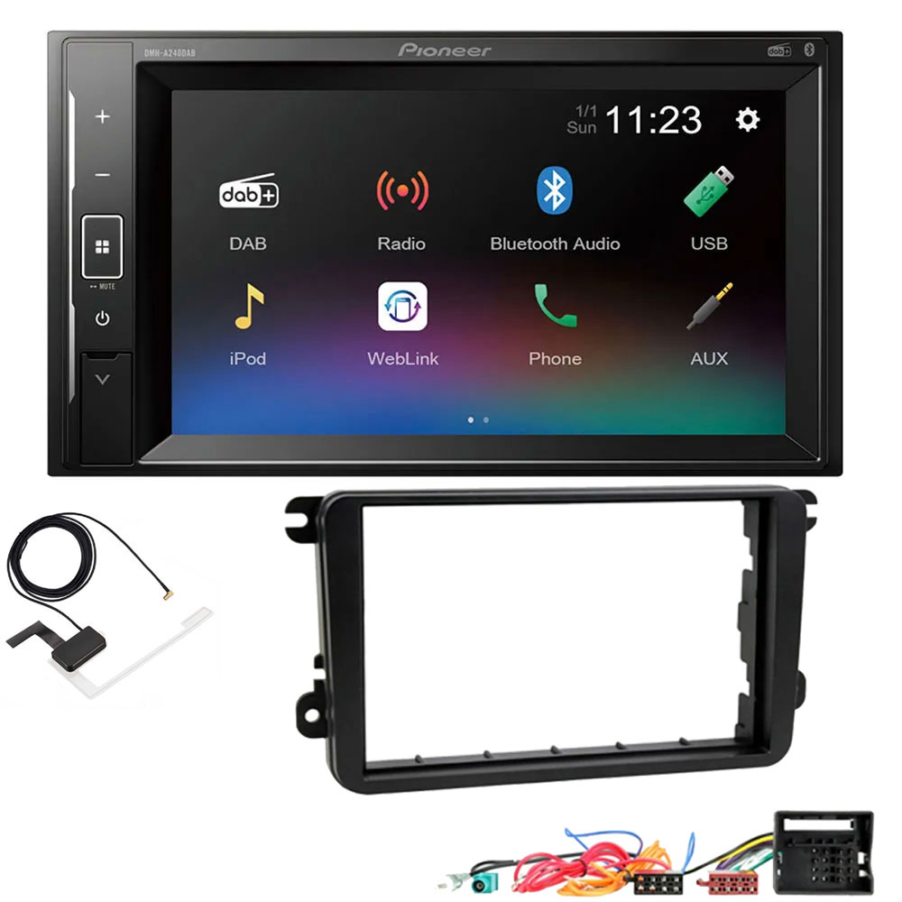 Volkswagen Pioneer Double Din with DAB 6.2" Screen Bluetooth Stereo Upgrade Kit