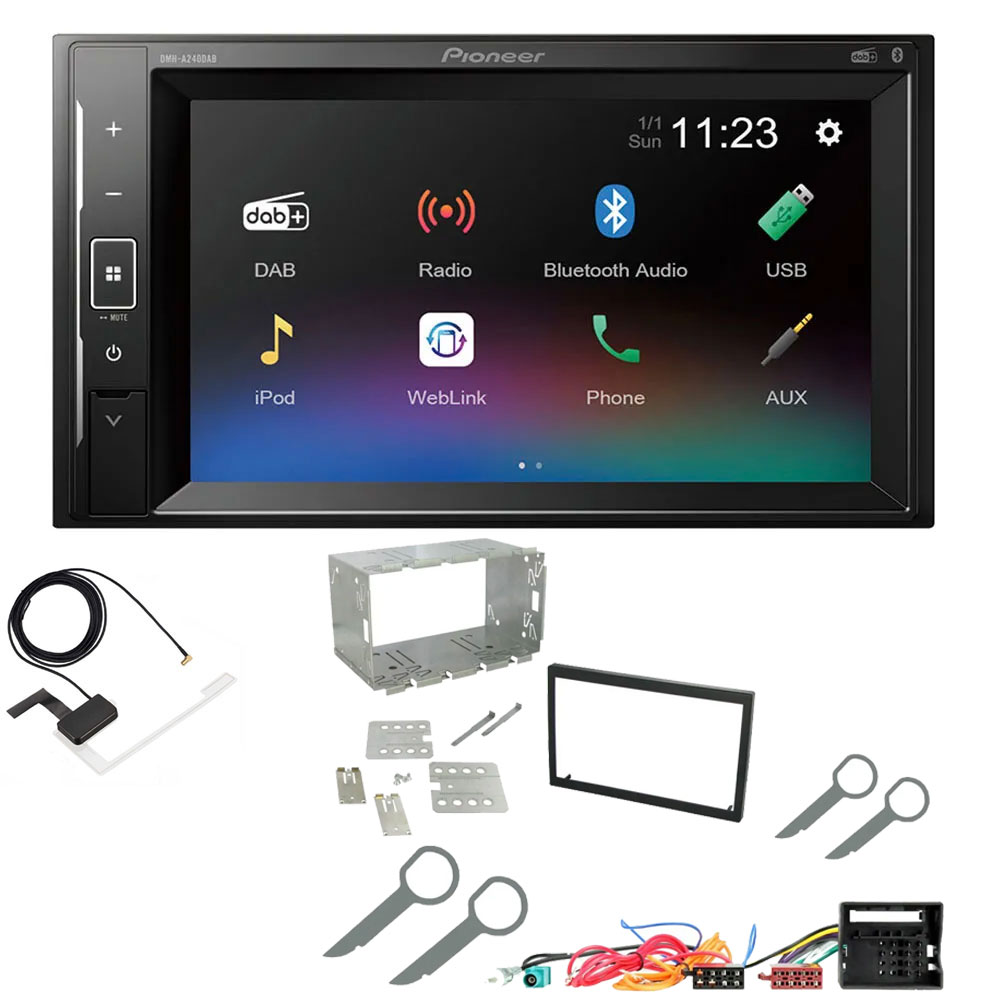 VW Polo 9N3 2005-2009 Pioneer Double Din With DAB 6.2" Screen Bluetooth Stereo Upgrade Kit