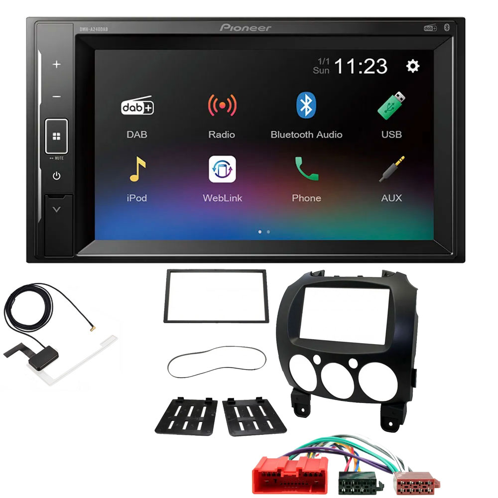 Mazda 2 2008 - 2014 Pioneer DAB Digital Raqdio, 6.2" Screen Bluetooth iPod iPhone Stereo Upgrade Kit