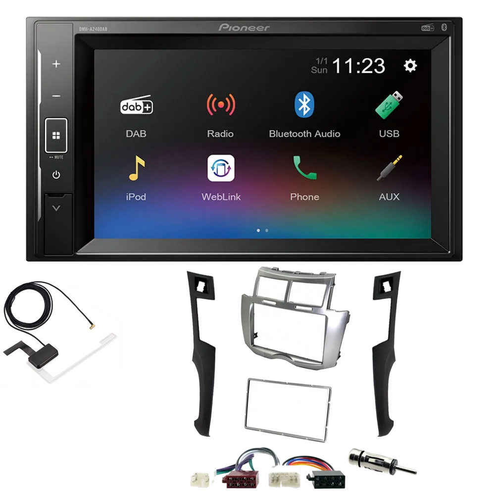 Toyota Yaris 2007-2011 Pioneer Double Din with DAB, 6.2" Screen Bluetooth Stereo Upgrade Kit