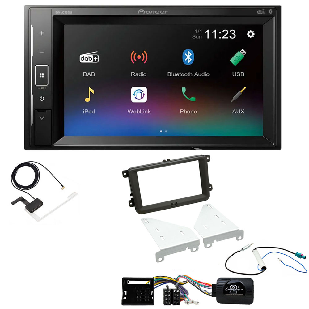 VW Transporter 2009-2015 Pioneer DAB Digital Radio 6.2" Screen iPod iPhone Bluetooth Stereo Upgrade Kit