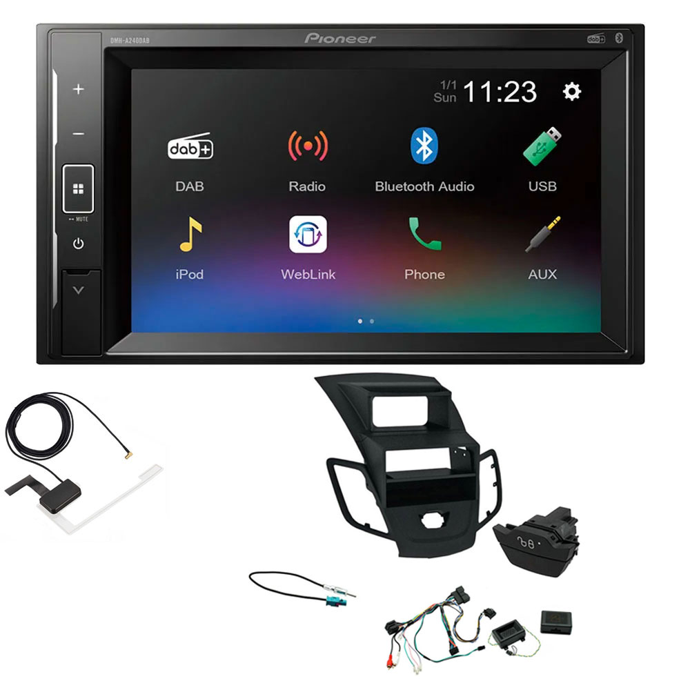 Ford Fiesta 2013 - 2017 Pioneer Double Din with DAB, 6.2" Screen Bluetooth Stereo Upgrade Kit