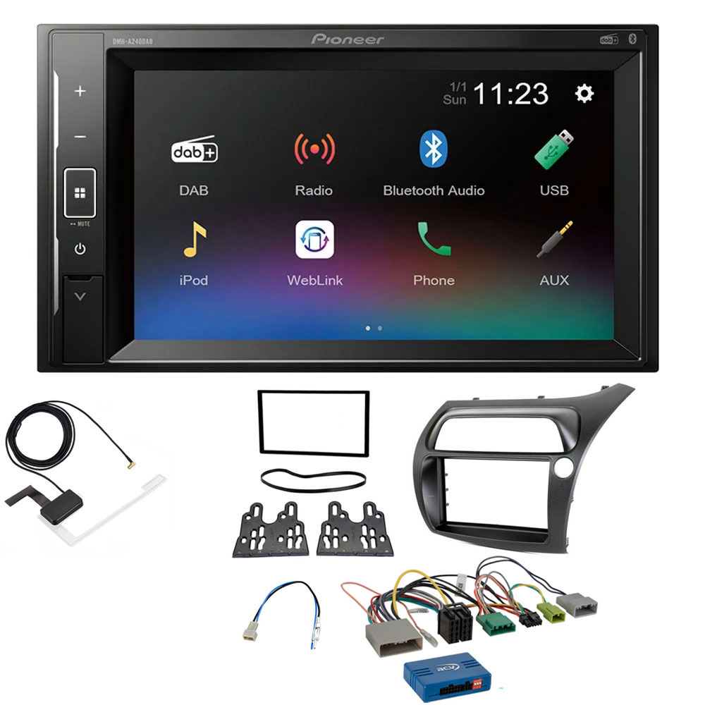 Honda Civic Pioneer DAB Digital Radio, 6.2" Screen iPod iPhone Bluetooth Stereo Upgrade Kit
