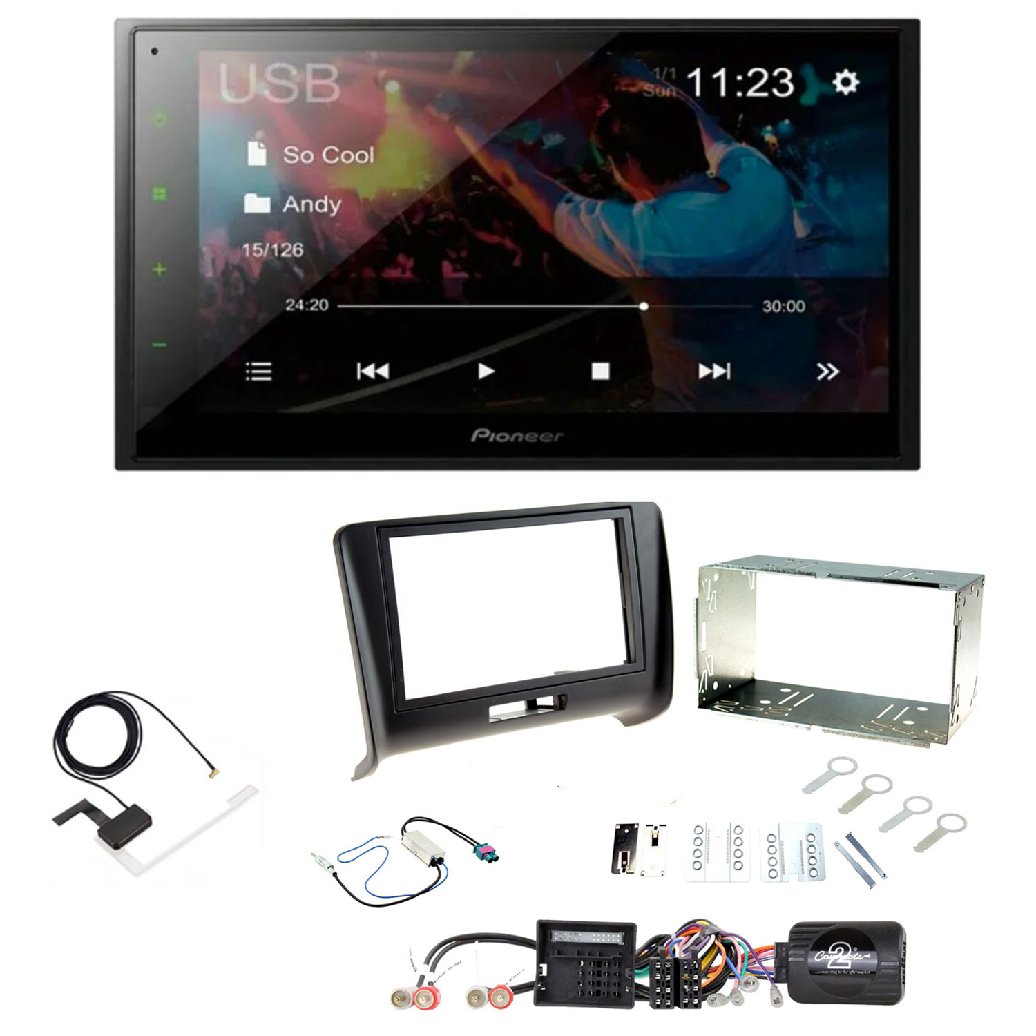 Audi TT 2006 - 2014 Pioneer 6.8" Double Din Bluetooth WebLink USB DAB Radio Upgrade Kit