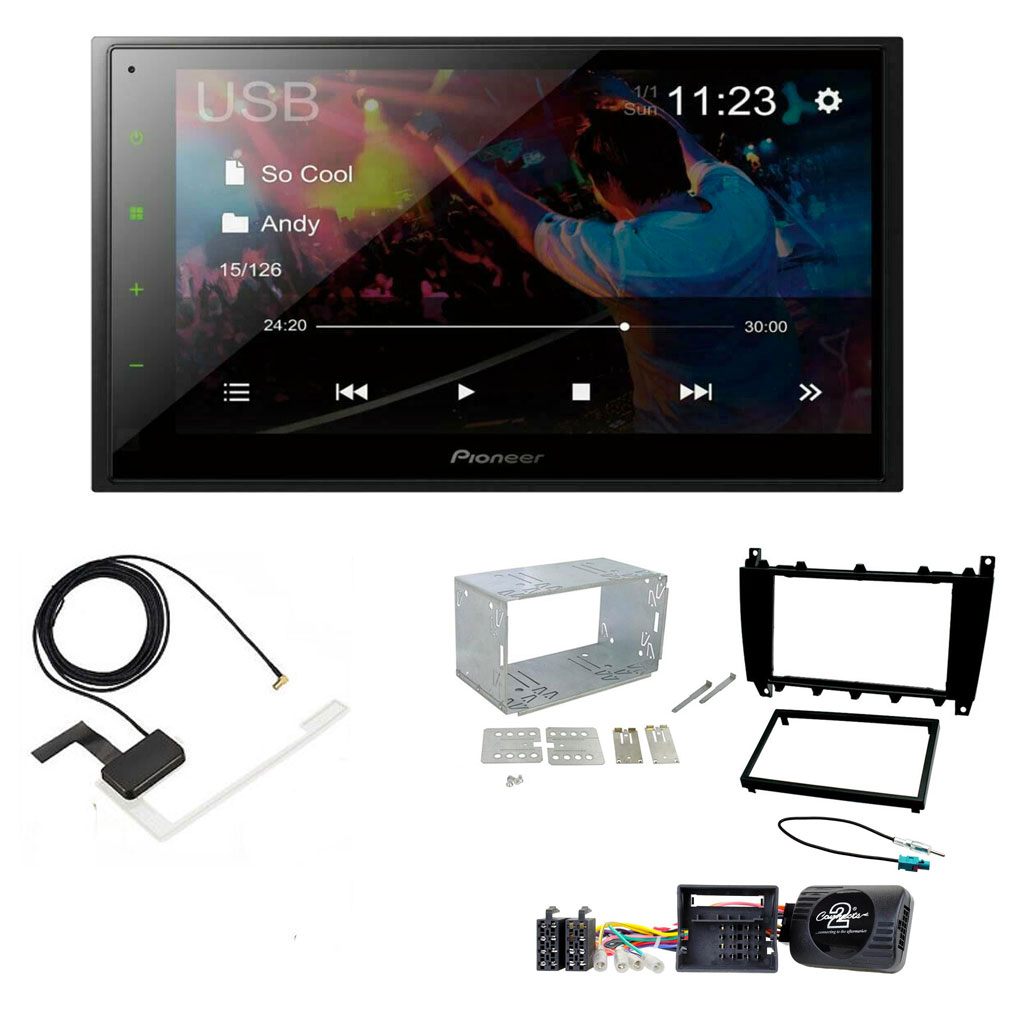 Mercedes C Class 2004 - 2007 Pioneer 6.8" Double Din Bluetooth WebLink USB DAB Radio Upgrade Kit