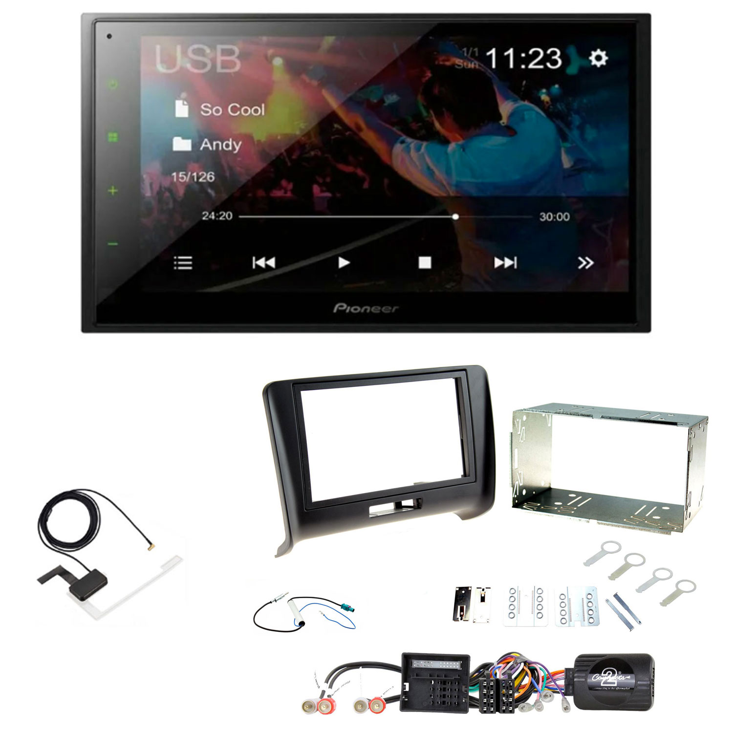 Audi TT 2006 - 2014 Pioneer 6.8" Screen Bluetooth iPod iPhone WebLink USB DAB Radio Upgrade Kit