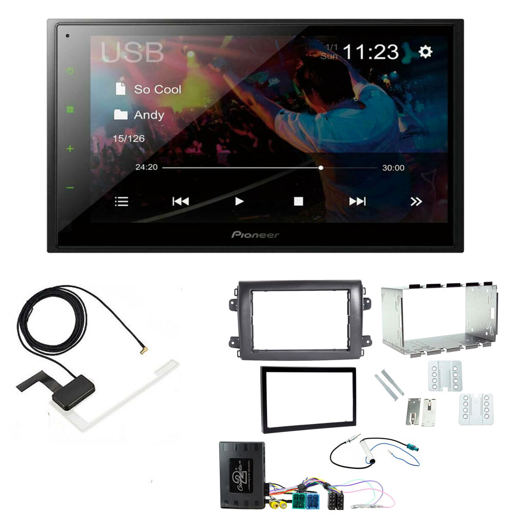 Fiat Ducato 2021 Onwards Black Pioneer 6.8" Double Din Bluetooth WebLink USB DAB Radio Upgrade Kit