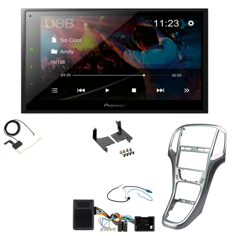 Vauxhall Astra 2010 - 2015 Titan Grey Pioneer 6.8" Double Din Bluetooth WebLink USB DAB Radio Upgrade Kit