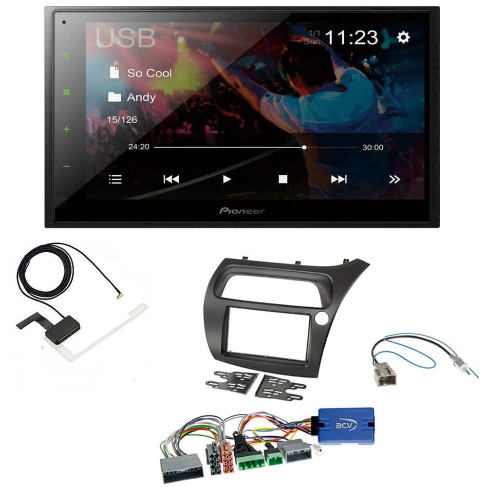Honda Civic Fitting Kit With Pioneer 6.8" Screen Bluetooth iPod iPhone WebLink USB DAB Radio Upgrade Kit Honda Civic Fitting Kit With Pioneer 6.8" Screen Bluetooth iPod iPhone WebLink USB DAB Radio Upgrade Kit