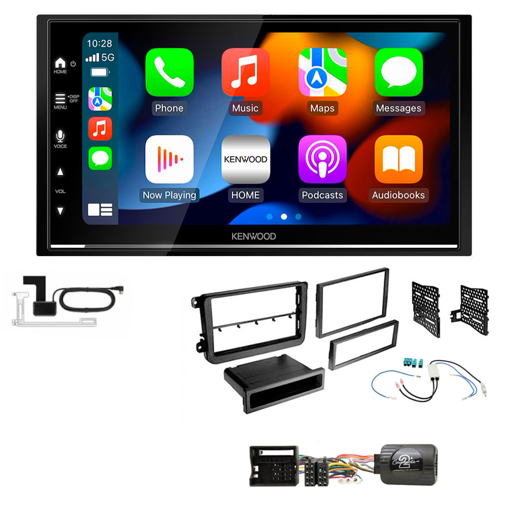 VW EOS, Fusca, Golf, Jetta Matt Black Kenwood DMX7722DABS Wireless Apple CarPlay Android Auto DAB Stereo Upgrade Kit