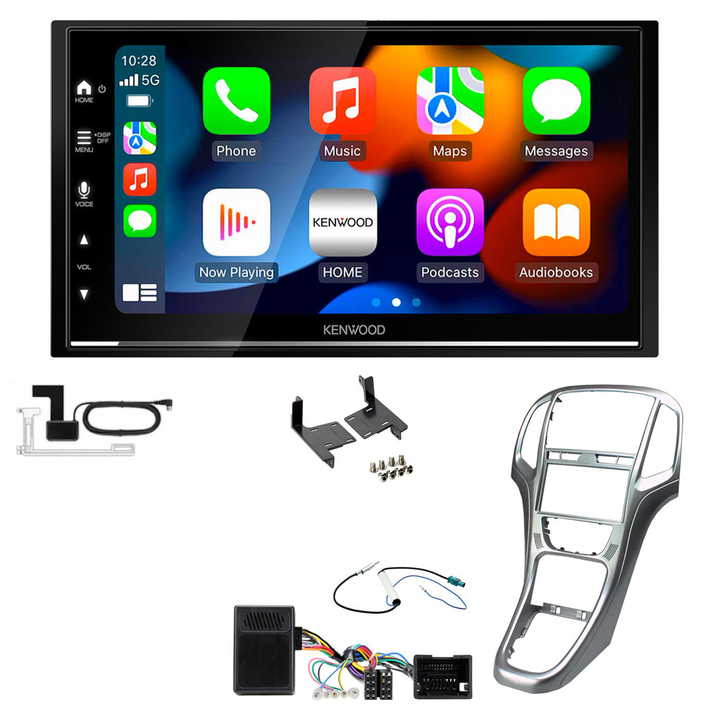 Vauxhall Astra 2010 - 2015 Titan Grey Kenwood DMX7722DABS Wireless Apple CarPlay Stereo Upgrade Kit