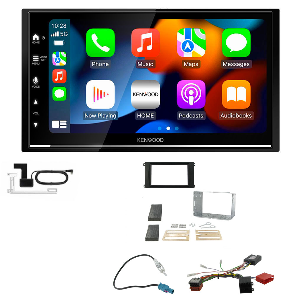 Porsche Cayenne Kenwood DMX7722DABS Wireless Apple CarPlay Android Auto DAB Stereo Upgrade Kit