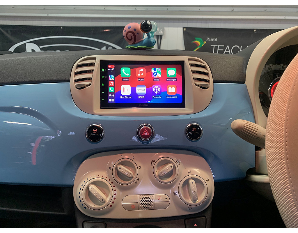 Fiat 500 2007-2015 Ivory Kenwood DMX7722DABS Wireless Apple CarPlay Android Auto DAB Stereo Upgrade Kit