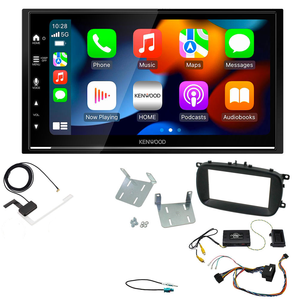 Fiat 500X 2015 - 2021 Kenwood DMX7722DABS Wireless Apple CarPlay Android Auto DAB Stereo Upgrade Kit