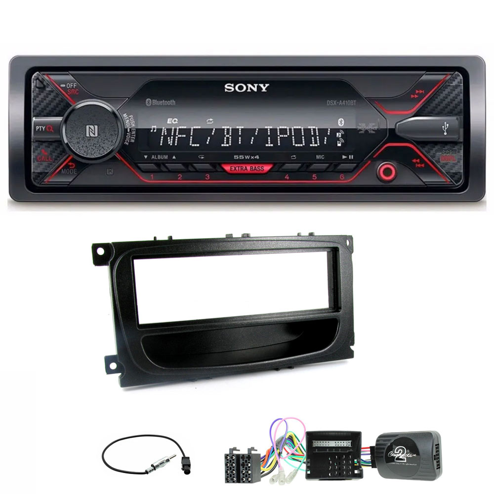 Ford Focus, Mondeo Black Sony Mechless Bluetooth USB iPhone iPod Car Stereo Upgrade Kit
